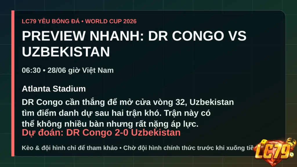 DR Congo vs Uzbekistan - LC79 preview