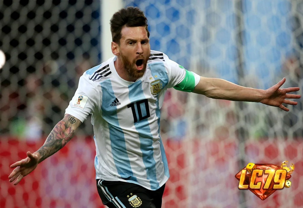 Lionel Messi trong màu áo Argentina, ảnh Wikimedia Commons đã đóng watermark LC79