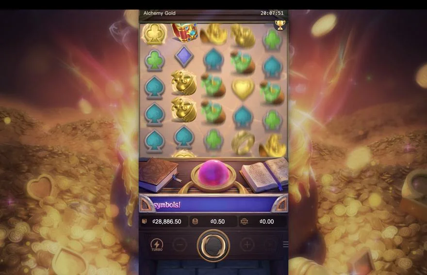 Ảnh bảng biểu tượng & tính năng game Alchemy Gold (slot PG) chơi tại LC79