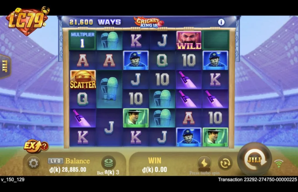 Ảnh giao diện chính game Cricket King 18 (slot JILI) chơi tại LC79