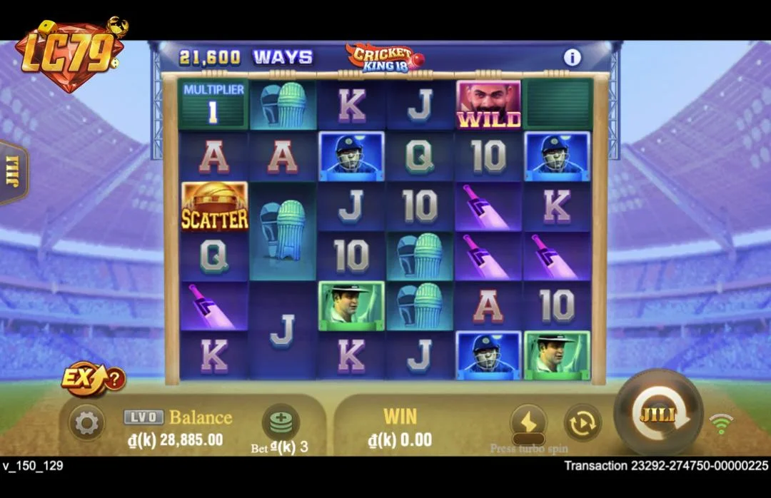 Ảnh giao diện chính game Cricket King 18 (slot JILI) chơi tại LC79