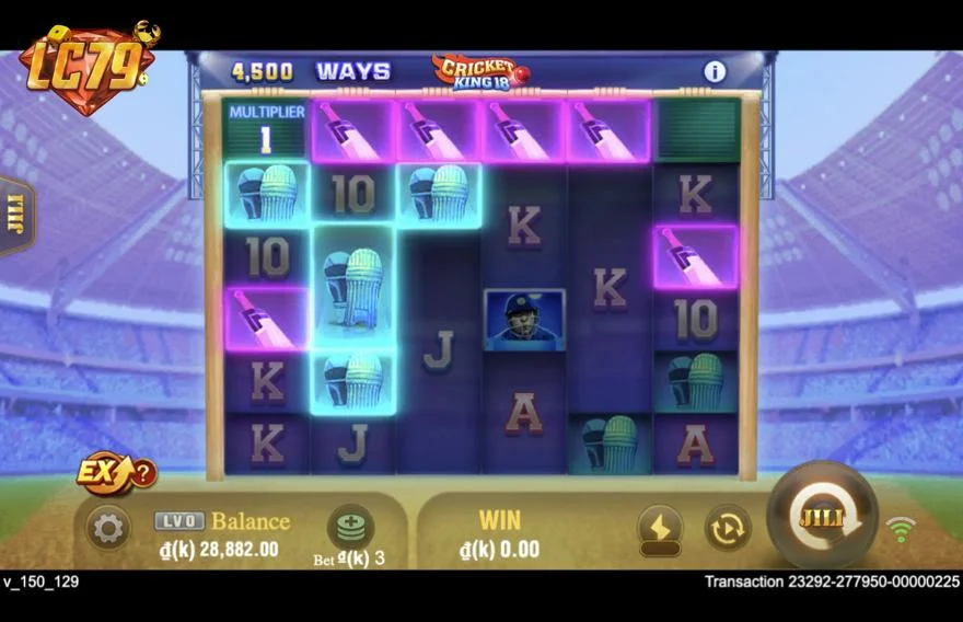 Ảnh màn hình gameplay game Cricket King 18 (slot JILI) chơi tại LC79