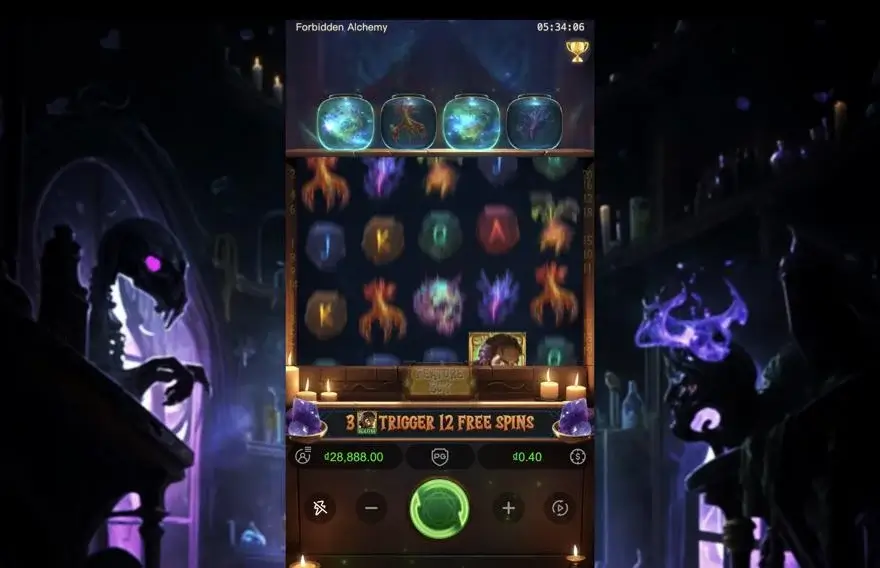 Ảnh bảng biểu tượng & tính năng game Forbidden Alchemy (slot PG) chơi tại LC79