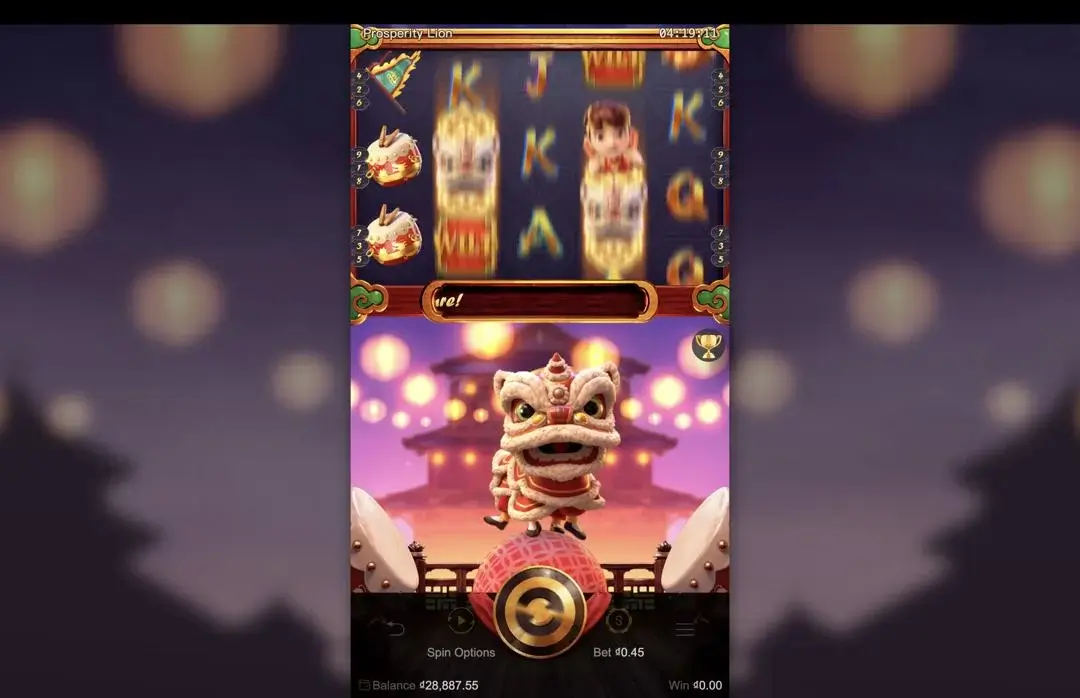 Ảnh giao diện chính game Prosperity Lion (slot PG) chơi tại LC79