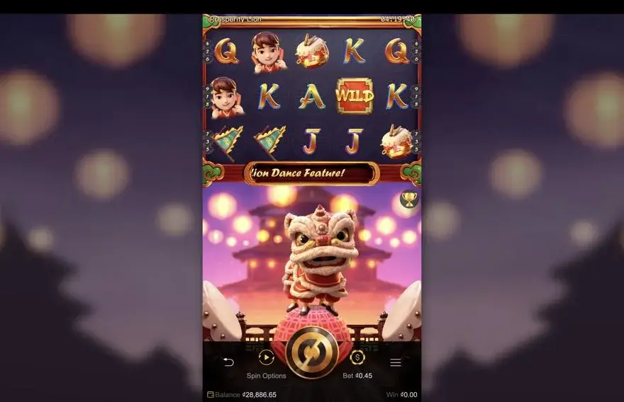 Ảnh bảng biểu tượng & tính năng game Prosperity Lion (slot PG) chơi tại LC79
