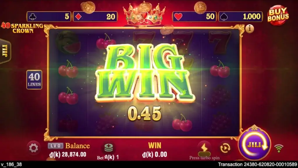Ảnh giao diện chính game 40 Sparkling Crown (slot JILI) chơi tại LC79