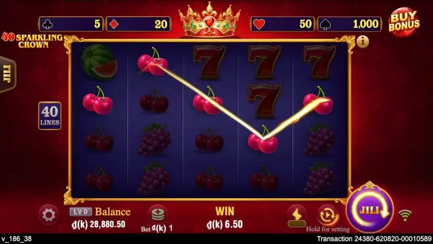 Ảnh màn hình gameplay game 40 Sparkling Crown (slot JILI) chơi tại LC79