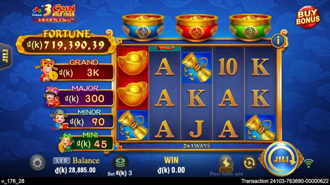 Ảnh giao diện chính game cách chơi 3 coin wild tiger lc79 (slot) chơi tại LC79