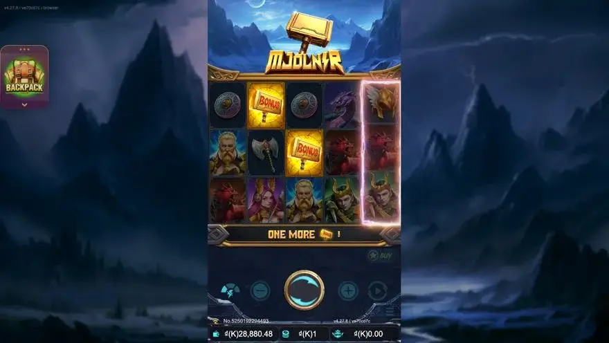 Ảnh bảng biểu tượng & tính năng game Mjolnir (slot JDB) chơi tại LC79