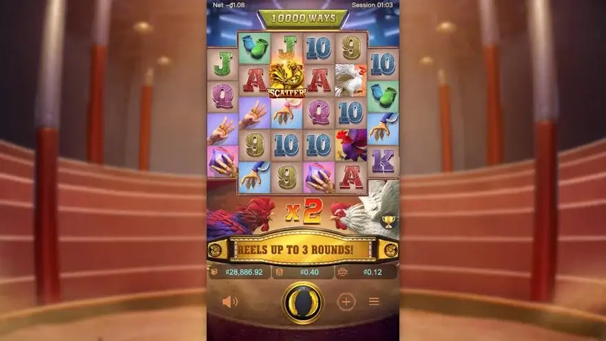 Ảnh màn hình gameplay game Rooster Rumble (slot PG) chơi tại LC79