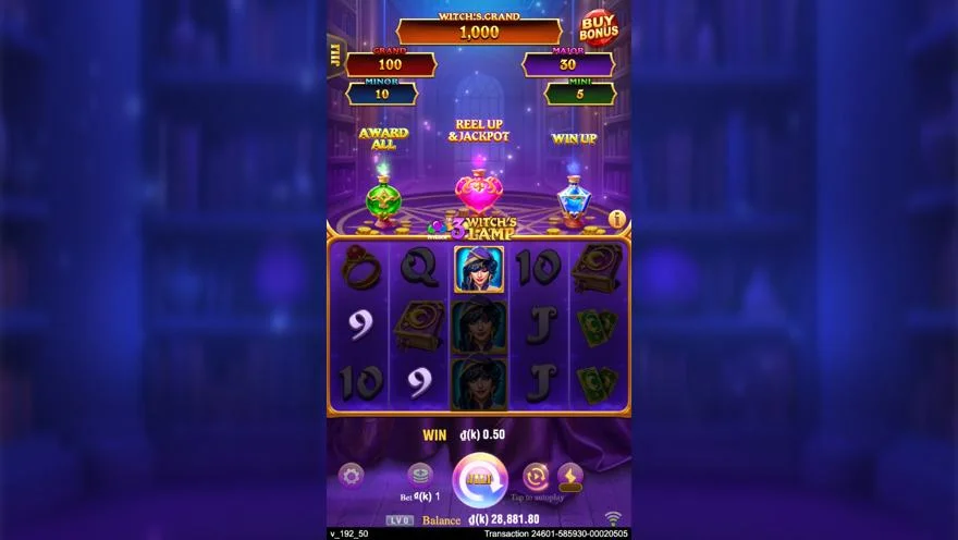 Ảnh bảng biểu tượng & tính năng game 3 Witch's Lamp (slot JILI) chơi tại LC79