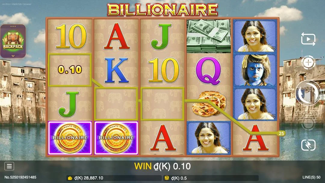 Ảnh giao diện chính game Billionaire (slot JDB) chơi tại LC79