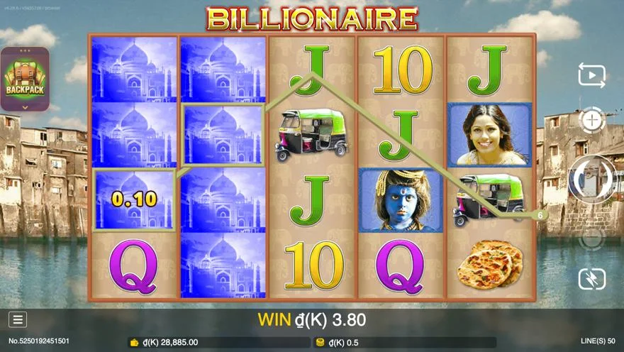 Ảnh bảng biểu tượng & tính năng game Billionaire (slot JDB) chơi tại LC79