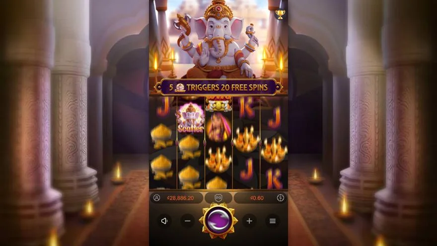 Ảnh bảng biểu tượng & tính năng game Ganesha Gold (slot PG) chơi tại LC79