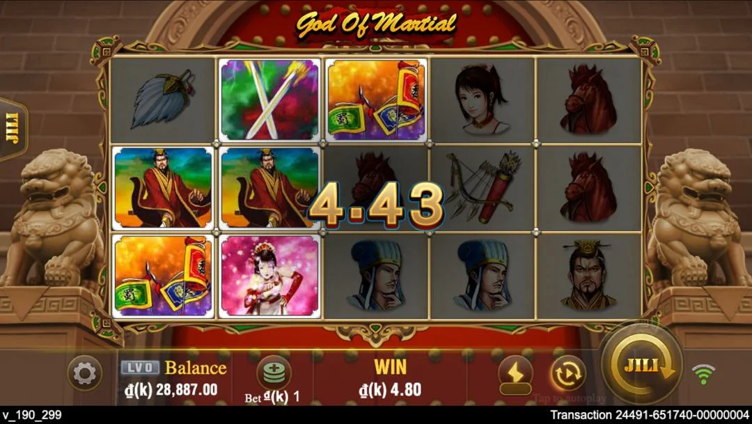 Ảnh giao diện chính game God Of Martial (slot JILI) chơi tại LC79