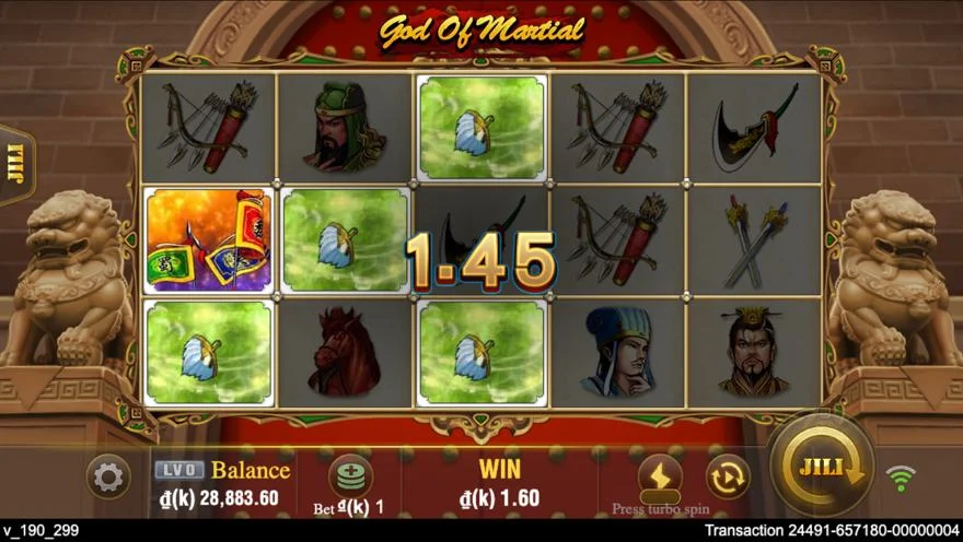 Ảnh màn hình gameplay game God Of Martial (slot JILI) chơi tại LC79