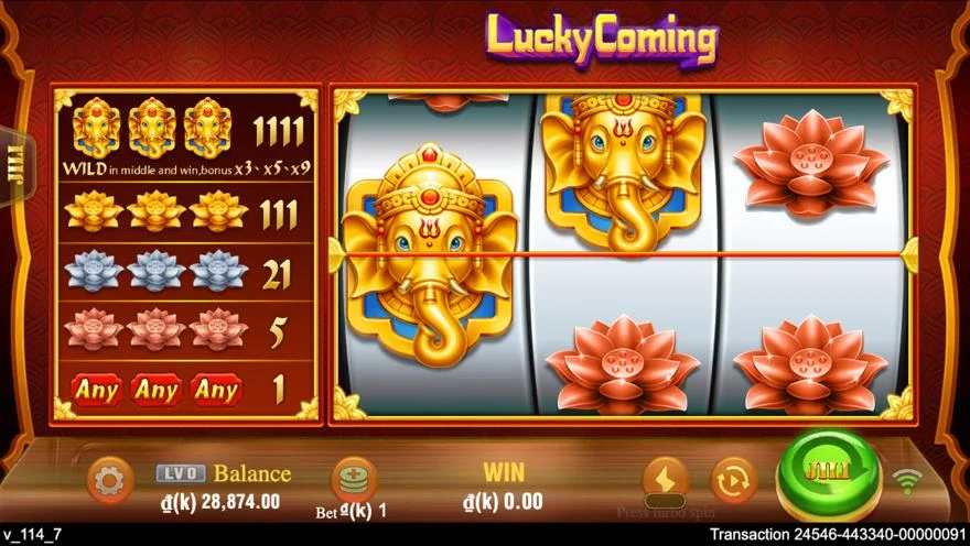 Ảnh bảng biểu tượng & tính năng game Lucky Coming (slot JILI) chơi tại LC79
