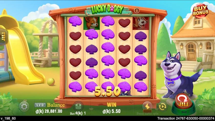 Ảnh bảng biểu tượng & tính năng game Lucky Doggy (slot JILI) chơi tại LC79