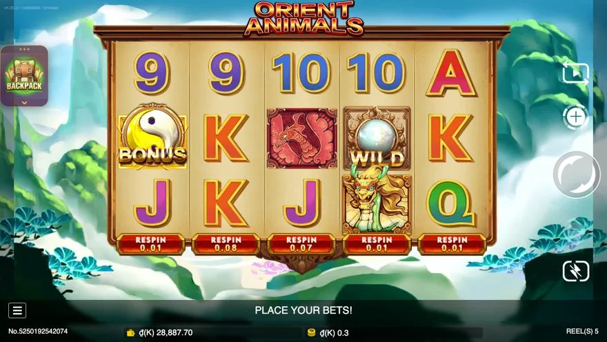 Ảnh bảng biểu tượng & tính năng game Orient Animals (slot JDB) chơi tại LC79