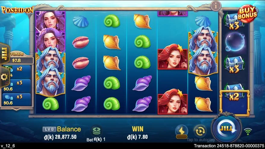 Ảnh màn hình gameplay game Poseidon (slot JILI) chơi tại LC79
