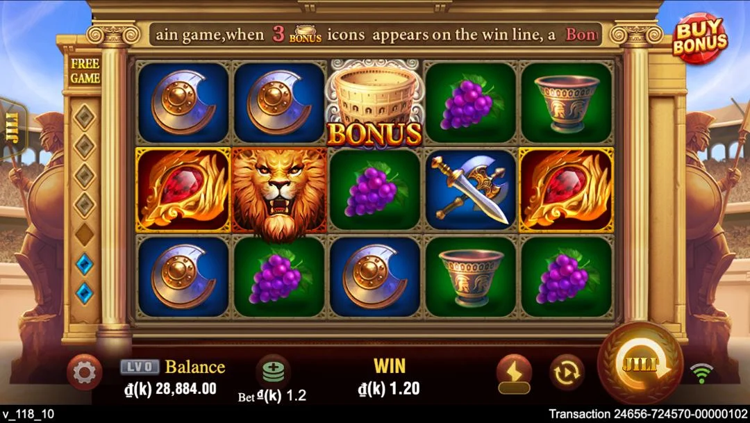 Ảnh giao diện chính game RomaX (slot JILI) chơi tại LC79