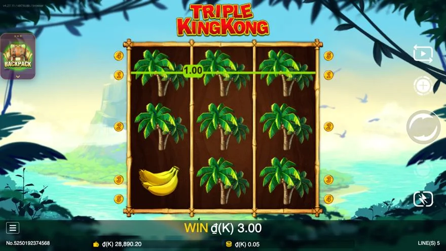 Ảnh màn hình gameplay game Triple King Kong (slot JDB) chơi tại LC79