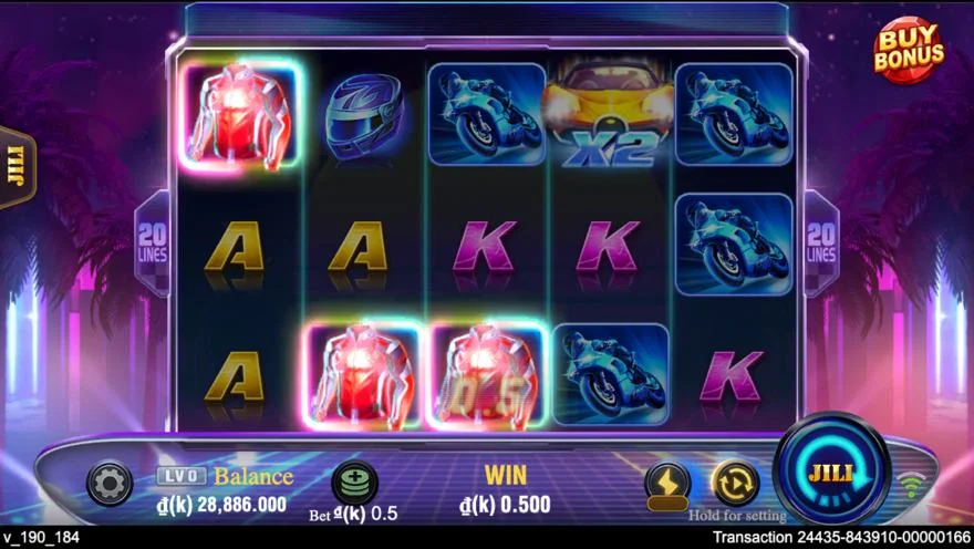 Ảnh bảng biểu tượng & tính năng game Wild Racer (slot JILI) chơi tại LC79