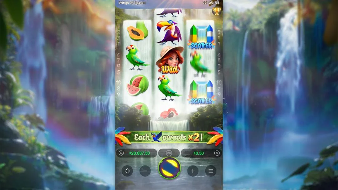 Ảnh giao diện chính game Wings of Iguazu (slot PG) chơi tại LC79